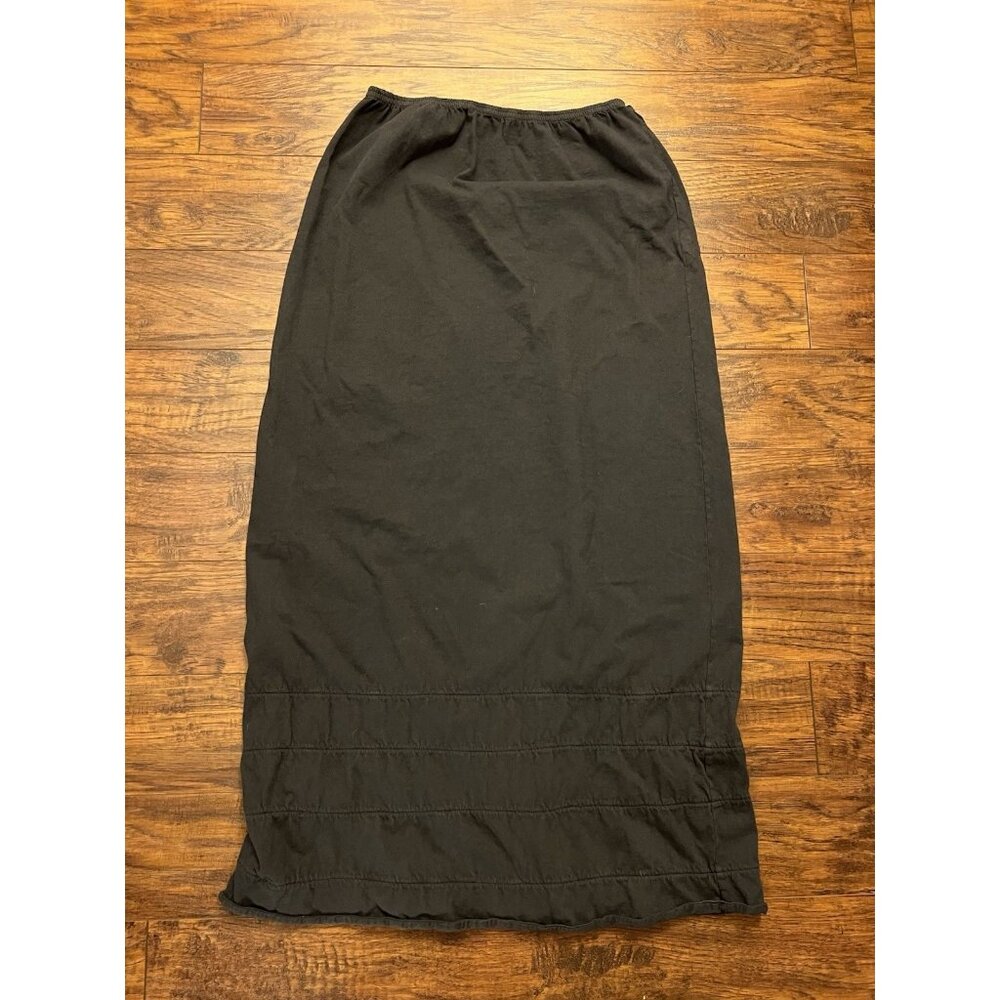 Vtg Blue Fish Organic Cotton Plain Gray Black Long Skirt Sz 1 Tiered